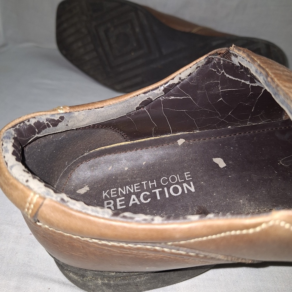Kenneth Cole Reaction Shoes Loafers Men's 12M Slip-On Brown Leather Square Toe - Picture 12 of 13
